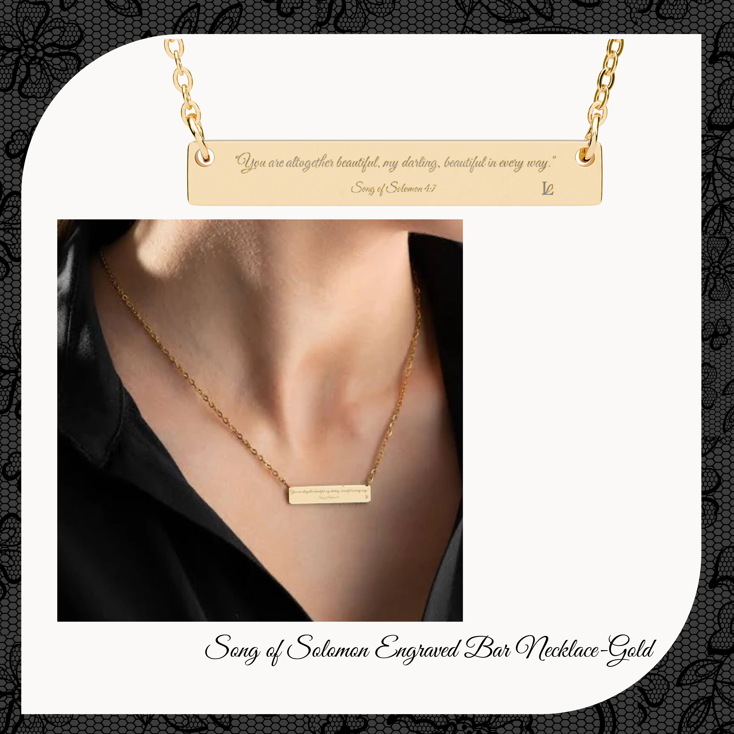 Song of Solomon Engraved Bar Necklace