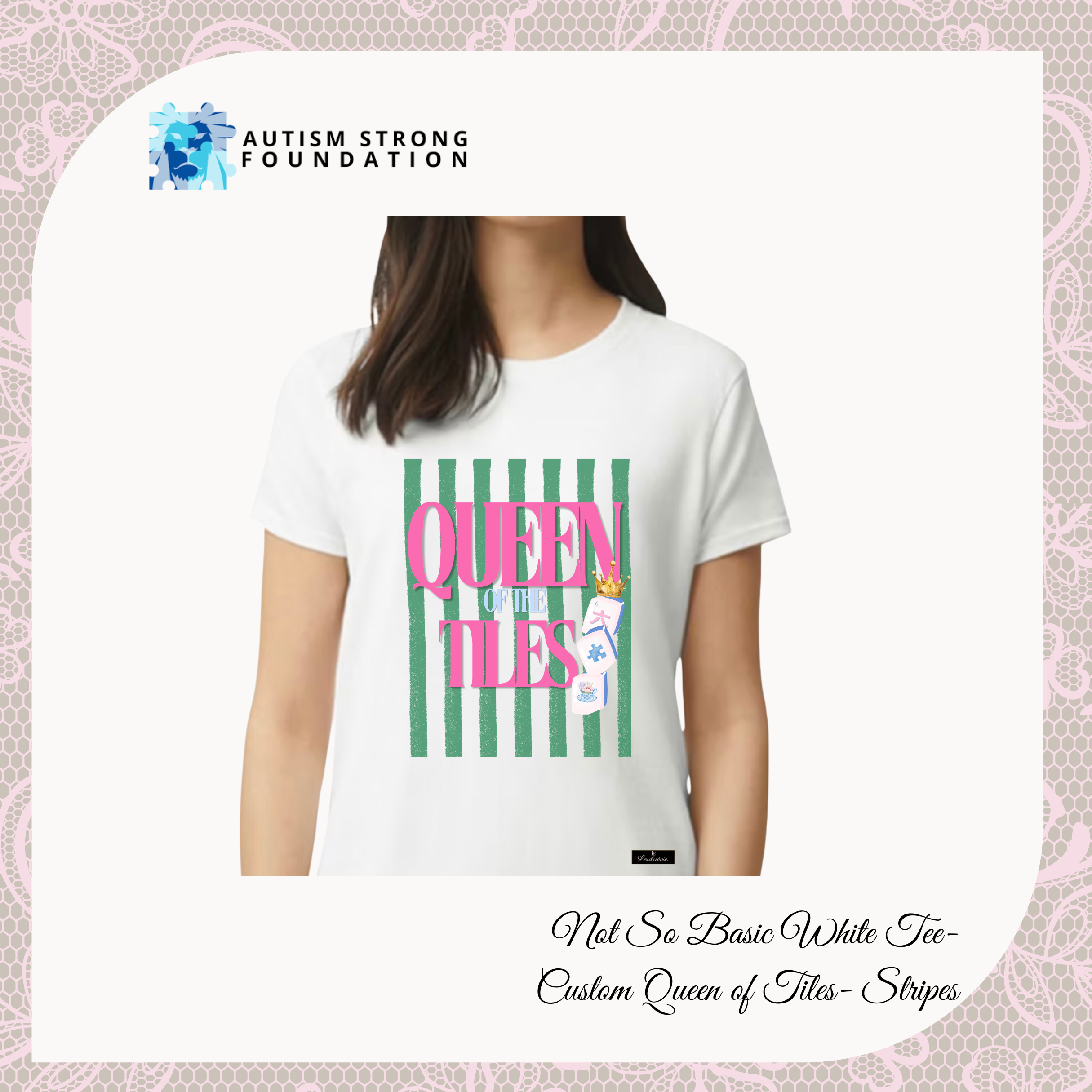 Queen of Tiles “Not So Basic” White Tees