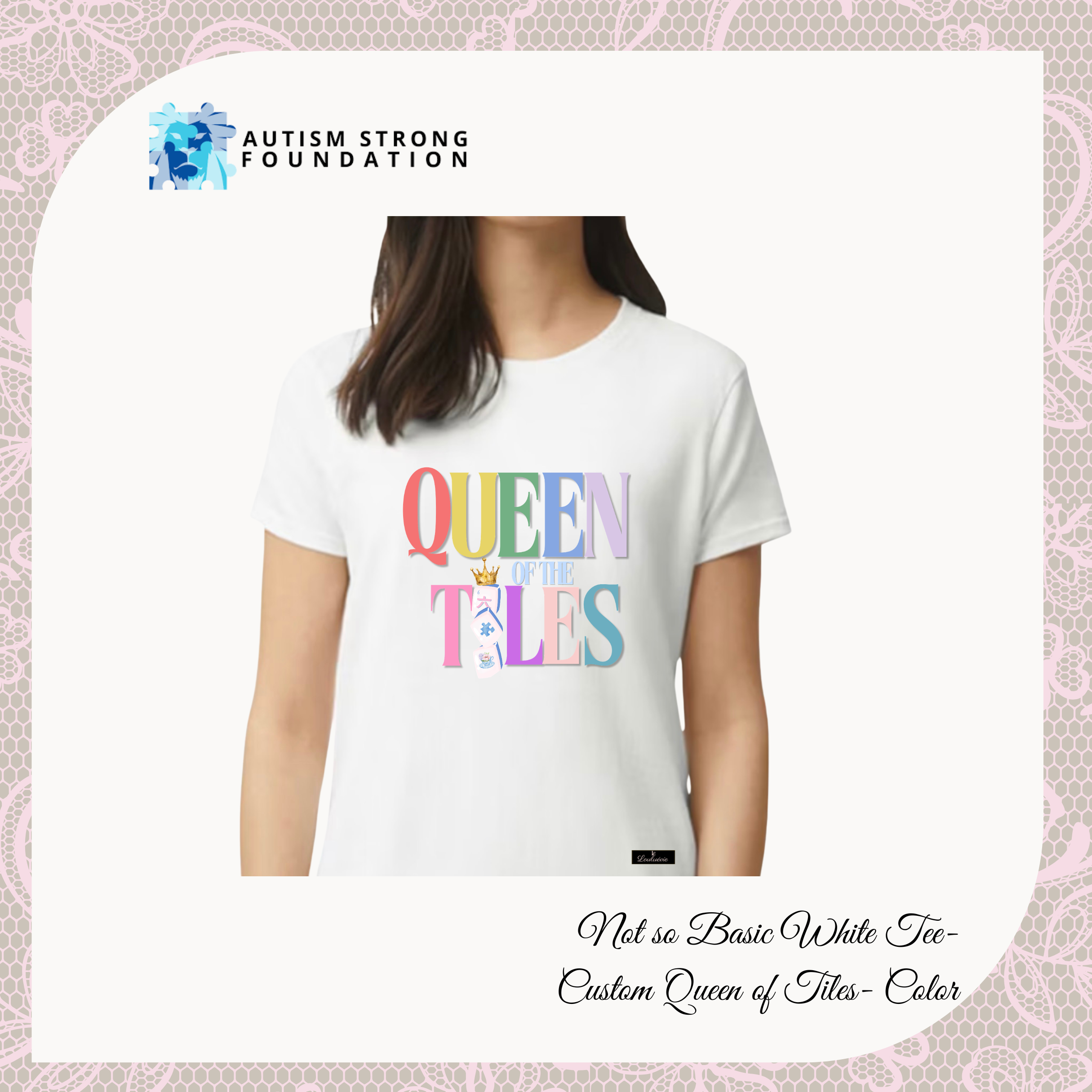 Queen of Tiles “Not So Basic” White Tees