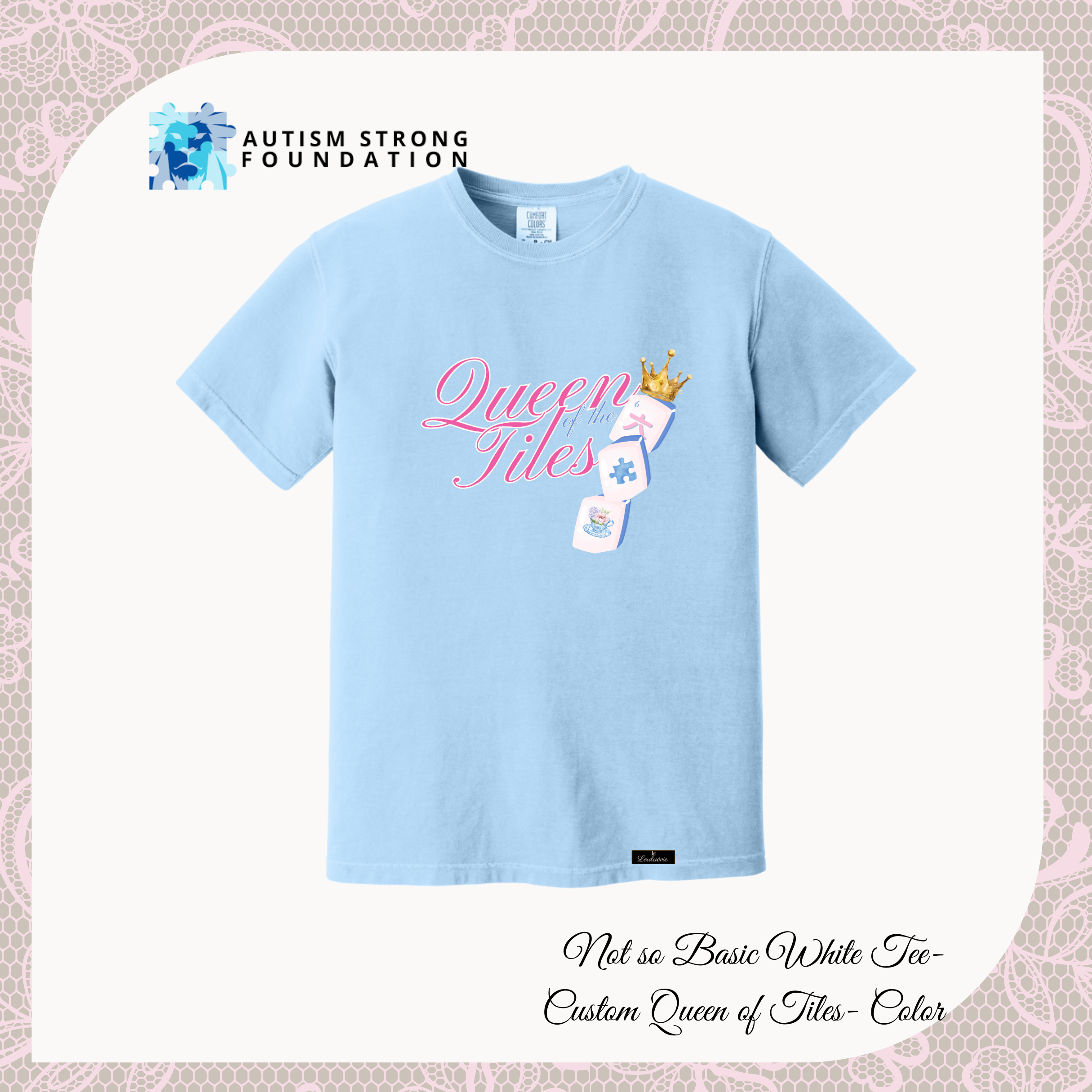 Queen of Tiles “Not So Basic” Blue Tees