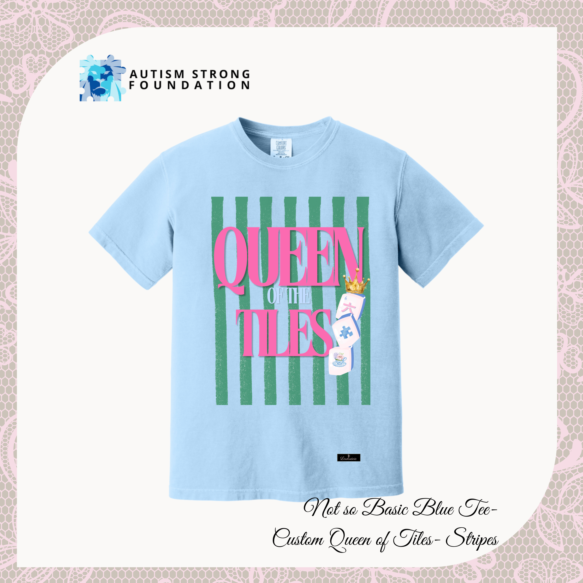 Queen of Tiles “Not So Basic” Blue Tees
